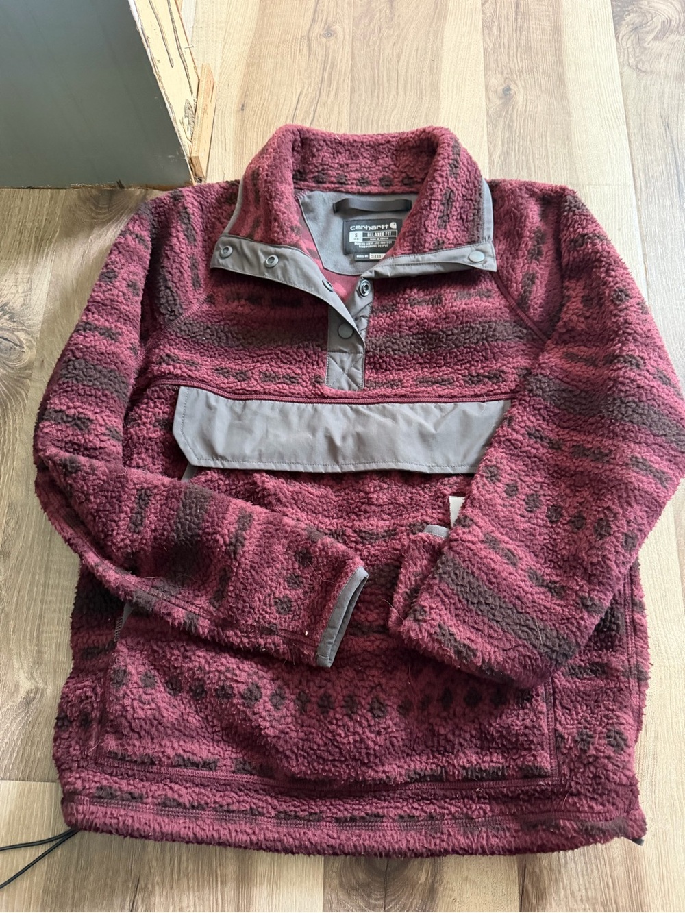 Carhartt Maroon and Gray Sherpa Pullover
